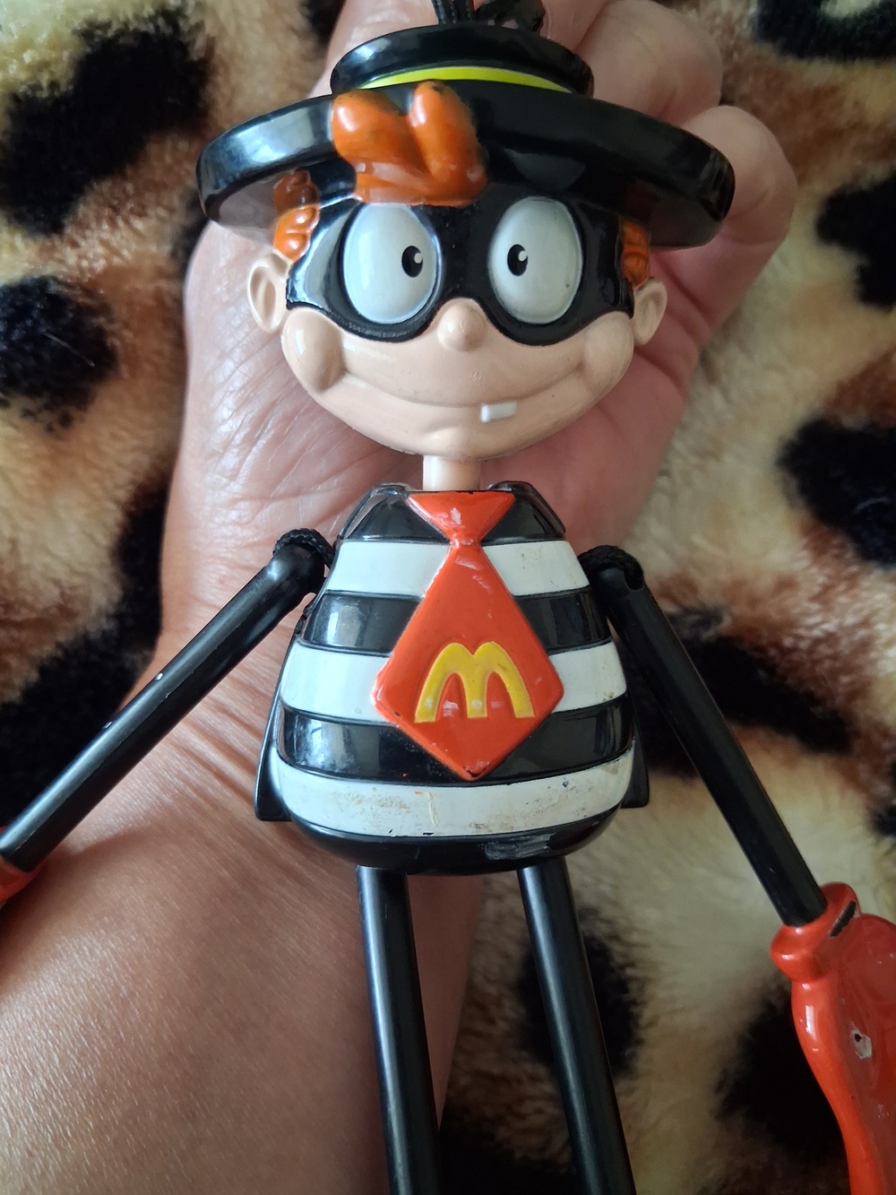 McDonald's Burger Bandit Figure Black & White with Orange Tie. Vintage 1985